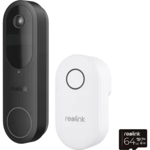 REOLINK D340B 2K Smart Video Doorbell,  64 GB Memory Card - Black & White